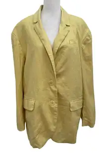 Madewell 100% Linen Oversized Blazer Jacket Minimalist Pastel Yellow size Large