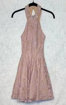 JODI KRISTOPHER Women’s Dusty Rose & Nude Lace, Rhinestone, Pearl Cocktail Dress