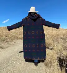 Woolrich Reversible Wool Hooded Southwestern Vintage Blanket Coat One Size