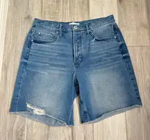 Relaxed Short Vintage Style Distressed Button Fly Shorts- Sz 30