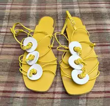Tory Burch Yellow Sandals with White Accents