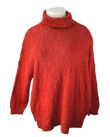 J.Jill Women's Red Turtleneck Long Sleeve Textured Knit Pullover Sweater Top 2X