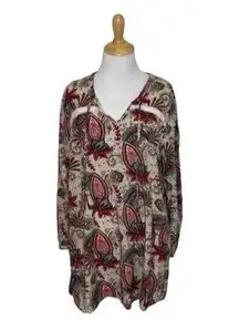 Umgee Tunic Pullover Dress Swing Shift Lightweight Resort Western Peasant Sz M