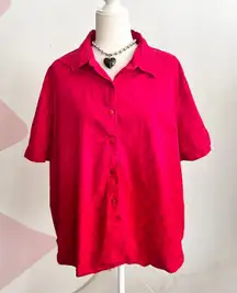 Cabin Creek Red Floral Embroidered Button Up Cottagecore Western Vintage Sz 2X