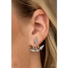 Metal Origami Silver Earrings (227)