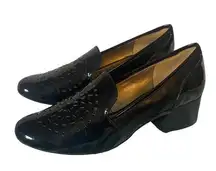 Anne Klein Jinni Patent Leather Black Block Heeled Loafer Size 8