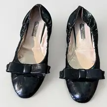 Prada Black Patent Leather Bow Detail Ballet Flats Size 41‎  US 10.5-11