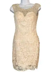 Prom Vienna pearl and lace dress, cream. low back, lined. Women’s Size 2