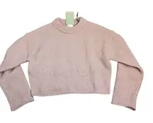 H&M blush metallic cropped sweater top size Small