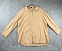 Textured Button Up Shirt Women 0XL Relaxed Fit Vacation Travel Academia