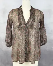 Mooia Womens Sheer Top US M Blouse Floral Boho‎ Romantic Fairy Grunge Indie Airy