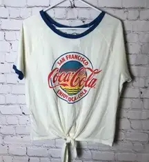 Coca Cola Womens Tie Front Graphics Tee Size Large