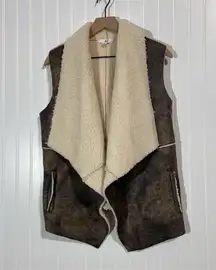Jack by BB Dakota Faux Shearling Vest L Brown Suede Sherpa Lined Boho NWT