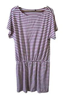 Cabana Life Striped‎ Dress Knit T-Shirt Style Elastic Waist Casual Large