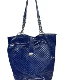 Patent Leather Blue Heart Tote