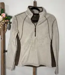 Kuhl Womens Fleece Quarter Zip Pullover Top Tan Brown Stitched Size Medium