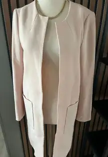 H&M long blazer light pink color size 4 work attire work blazer work outfit