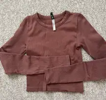Aritzia Sunday brown crop long sleeve 