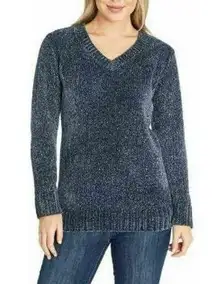 Orvis Sweater Womens S Blue Chenille Ribbed Knit TunicPullover Soft Coastal Cozy