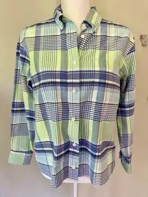 Blue/Green Plaid Button Down | Size 12P | EUC | Discontinued