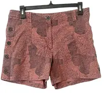 Cartonnier Anthropologie Salmon‎ Pink Patterned Shorts Button Sides Size 8
