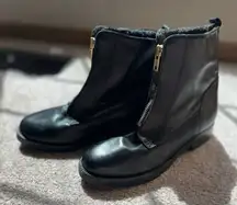 Hush Puppies Black Zip Ankle Boots 6.5 Wide Waterproof