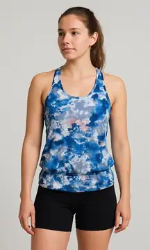 Lucy Athletic Wear Blue and Pink Tank Top