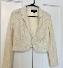 Y2K Vibe "Poetry" Cream Lace Lined Cropped Jacket (Medium)