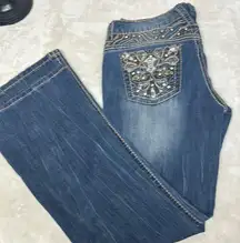 Premier Blue Boot Cut Jeans with Ornate Back Design