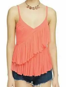 Womens Free People Melbourne Coral Ruffle Tank Top size Small!