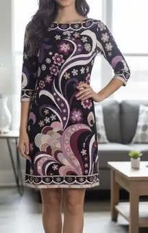 caché floral boat neck half sleeve jersey sheath dress woman's 2