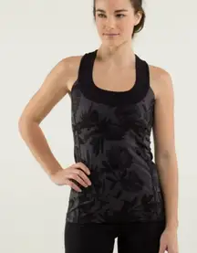 Lululemon Athletica Black Fitted Floral Razorback Tank