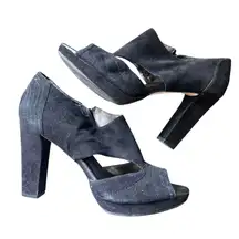 BANANA REPUBLIC Lady Suede Heeled Sandal Black‎ Sz 11