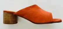 Anthropologie Orange Suede Mules Size 40 US 9 NEW Round Block Heel Fall Open Toe