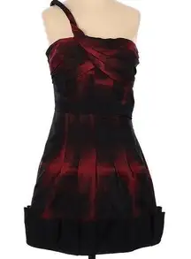 BCBG MAXAZRIA One Shoulder Black/Red Mini Dress         size 6