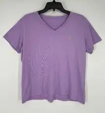 Polo Ralph Lauren Basic Blank Solid Pony Logo V Neck Tee Short Sleeve Large‎