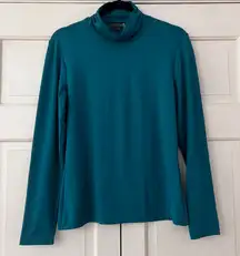 JudyP Jackie Turtleneck Teal Blue‎ Emerald Long Sleeve Top Blouse Size Medium