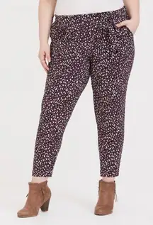 Torrid Mauve Leopard Pull-On Taper Stretch Crepe High Rise Lightweight Pant 2X