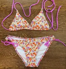 Vintage Floral Print Bikini Swimsuit - Size 36/38