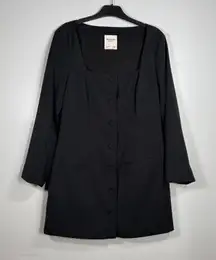 Abercrombie Square Neck Blazer Dress Black Tailored Mini Long Sleeve L Petite