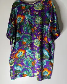 Vintage Victoria’s Secret Gold Label Floral Short Sleeve Night Shirt Satin Large