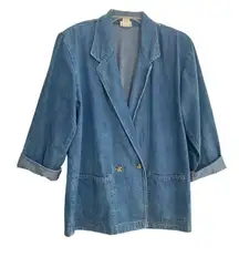 Vivaldi Jeanswear Vintage Double Breasted Denim Jean Blazer Jacket size small