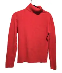 IZOD Red Ribbed Turtleneck Sweater Long Sleeve Casual Warm Cozy Knit Top M