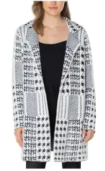 Liverpool Women's Open Front Coatigan Sweater Black/White XL NWT Wantable