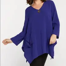 Fridaze Linen Artist Pullover Tunic in royal blue size M