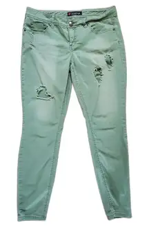 2B Bebe Serena Distressed Skinny Jeans Embellished Pockets Women 34