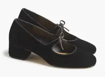 J. Crew Black Velvet bow tie–heeled Mary Janes Size 7.5