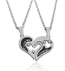 Cute Romantic I LOVE YOU Heart Pendant Necklace 