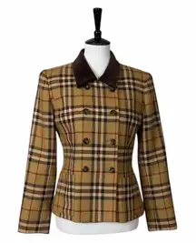 Vintage Kasper & Company Blazer Double Breasted Women’s Size 4 Brown Tan Plaid