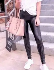 7 For All Mankind Faux Leather Liquid Moto Legging Pants Black- Size Large